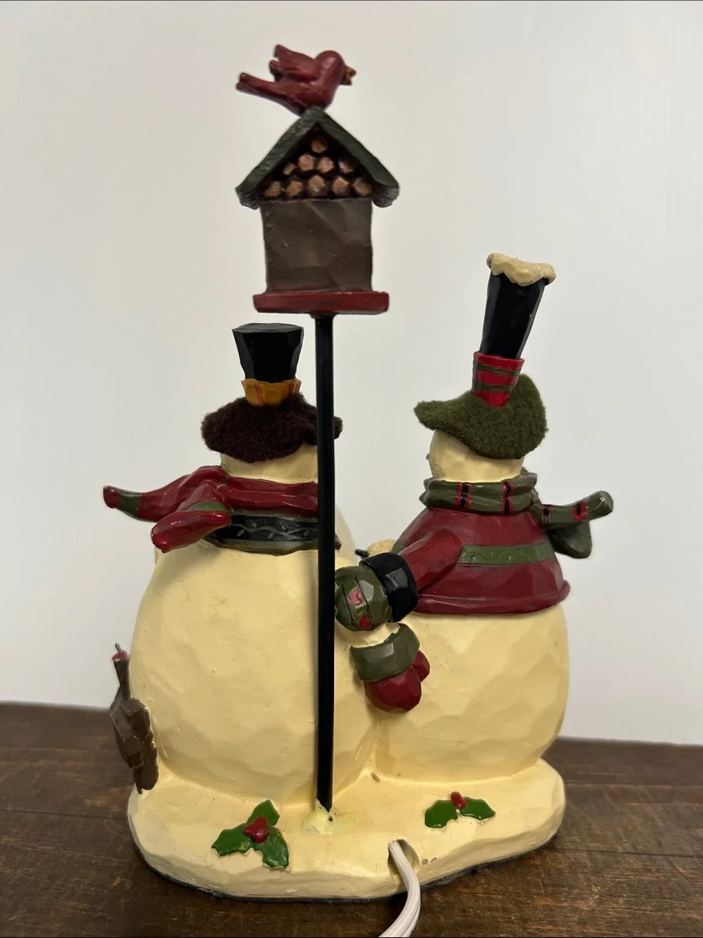 Crazy Mountain Holiday Resin Snowmen & Cardinal Lighted Winter Campfire Decor